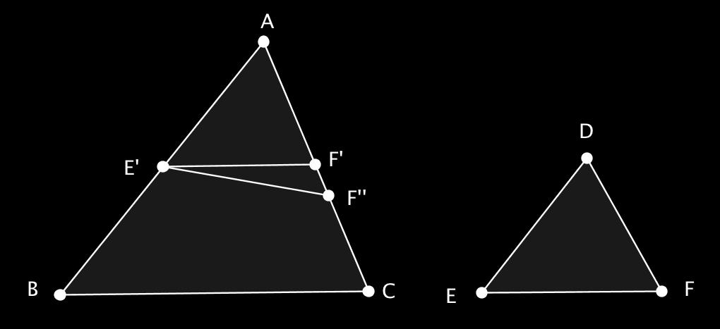 Andra likformighetsfallet Vi använder samma figur som ovan, men glöm nu F. Antag att det gäller att AB / DE = BC / EF = AC / DF.