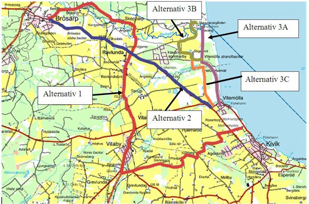 3. Den planerade vägens lokalisering och utformning med motiv 3.1. Val av lokalisering Gång- och cykelvägen kommer att anläggas utmed väg 9 mellan Kivik och Ravlunda i Simrishamns kommun.