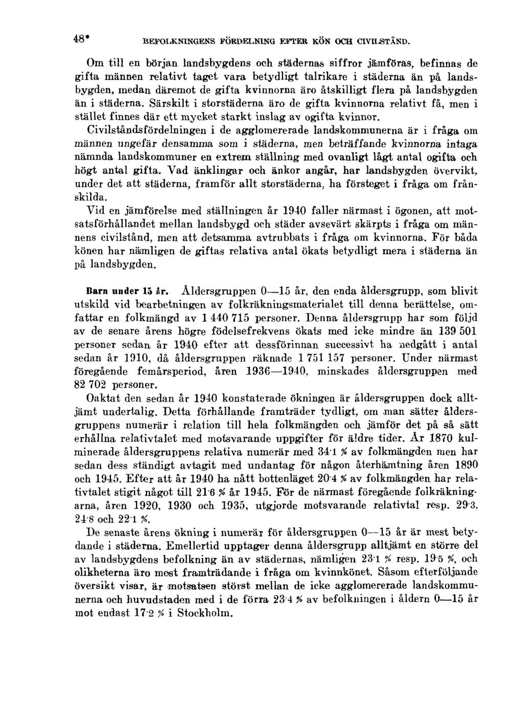 48* BEFOLKNINGENS FÖRDELNING EFTER KÖN OCH CIVILSTÅND.