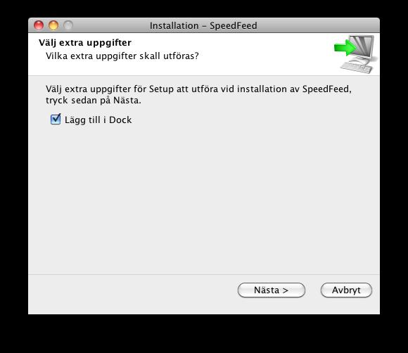 Låt checkboxen Lägg till i Dock vara markerad och klicka på Nästa.