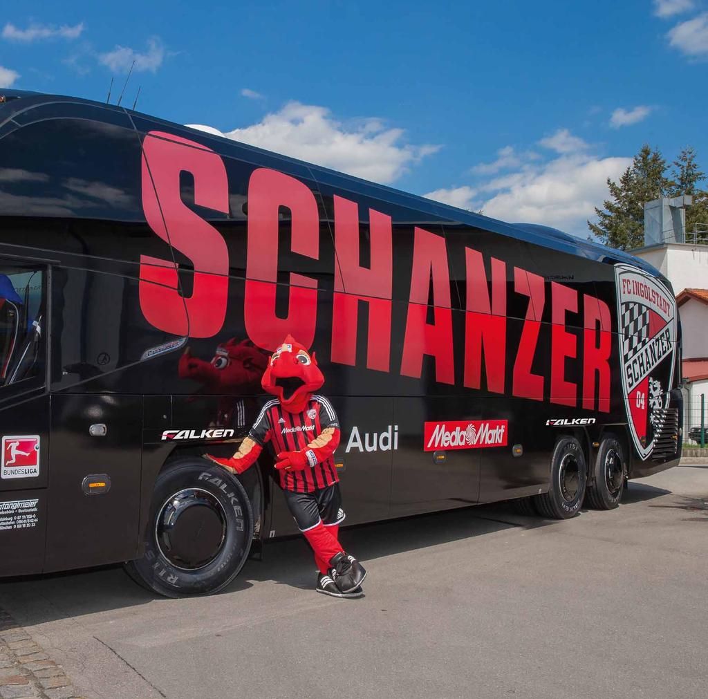 FALKEN har varit den första Platinum Partner till FC Ingolstadt 04 sedan 2016s säsong, och har utrustat FC Ingolstadt 04 teambussen med nya FALKEN RI151.