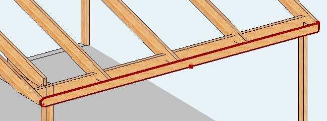 7. Montera fast medföljande utfyllnadsregel mellan takbalkarna ovanpå sidobalkarna. Dessa skall skruvas och limmas.