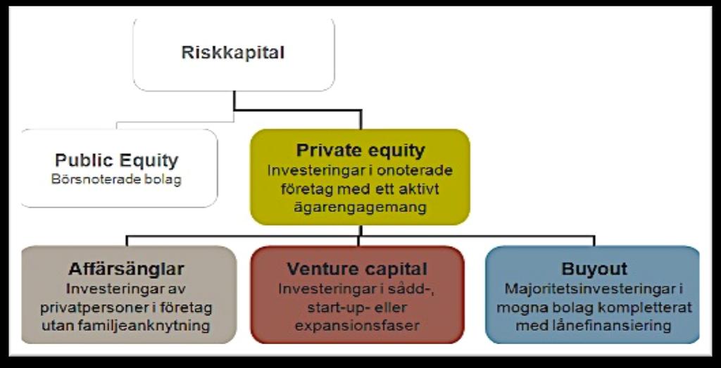 3 Teoretiska Referensramar Definitionen av riskkapital är enligt Swedish Venture Capital Association ett tillskott av kapital till företag som inte är ett lån utan en investering.