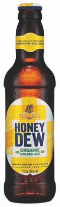 FULLER'S ORGANIC HONEY DEW EKO Alkoholhalt: 5,0% Frisk, fruktig med mild beska och en ton av honung i eftersmaken. Endast organiskt odlat engelskt korn och Targethumle används. Art. nr. 774455 Art.