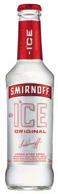 SMIRNOFF ICE ORIGINAL Volym: 27,5 cl Alkoholhalt: 4,7% Smirnoff ICE Original är mixad med Smirnoff s klassiska No. 21 Premium Vodka tillsammans med soda, citron och socker. Art. nr.