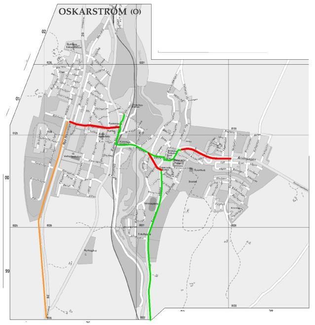 Oskarström handlingsplan Inom Oskarström behöver huvudnätet kompletteras med totalt 1,5 km cykelväg.