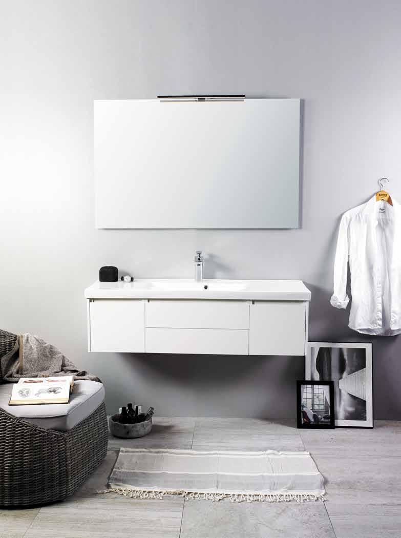 BADRUMSMÖBLER/ Lifestyle Concept Du kombinerar med NORO Flex spegel eller spegelskåp där du väljer mellan två olika ljuskällor.