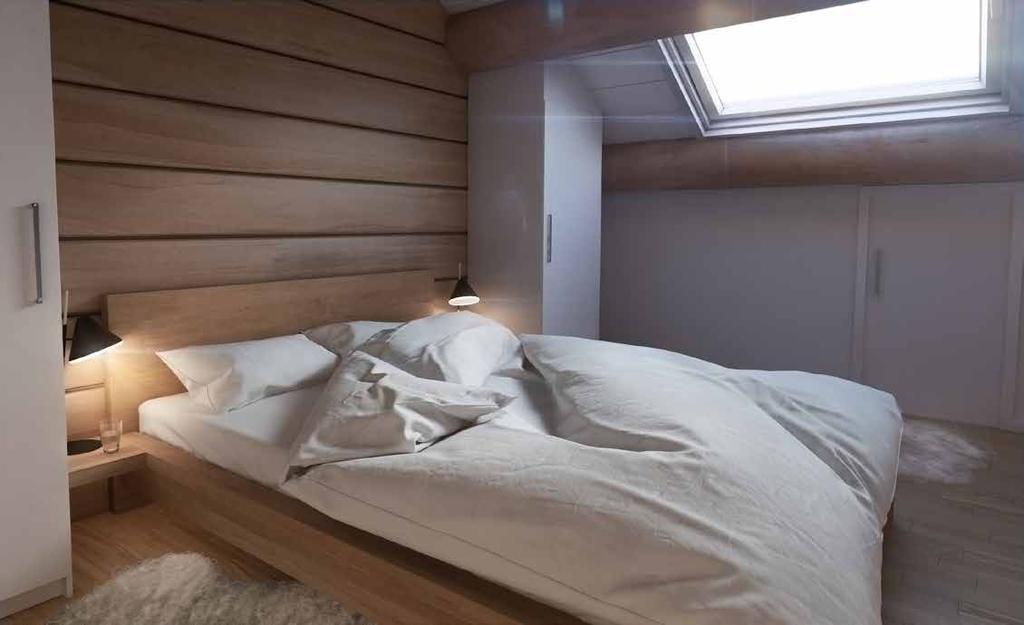 LOFT I master bedroom finns det även ett takfönster som ger möjligheten till att somna till en stjärnklar himmel och vakna till solens härliga strålar.