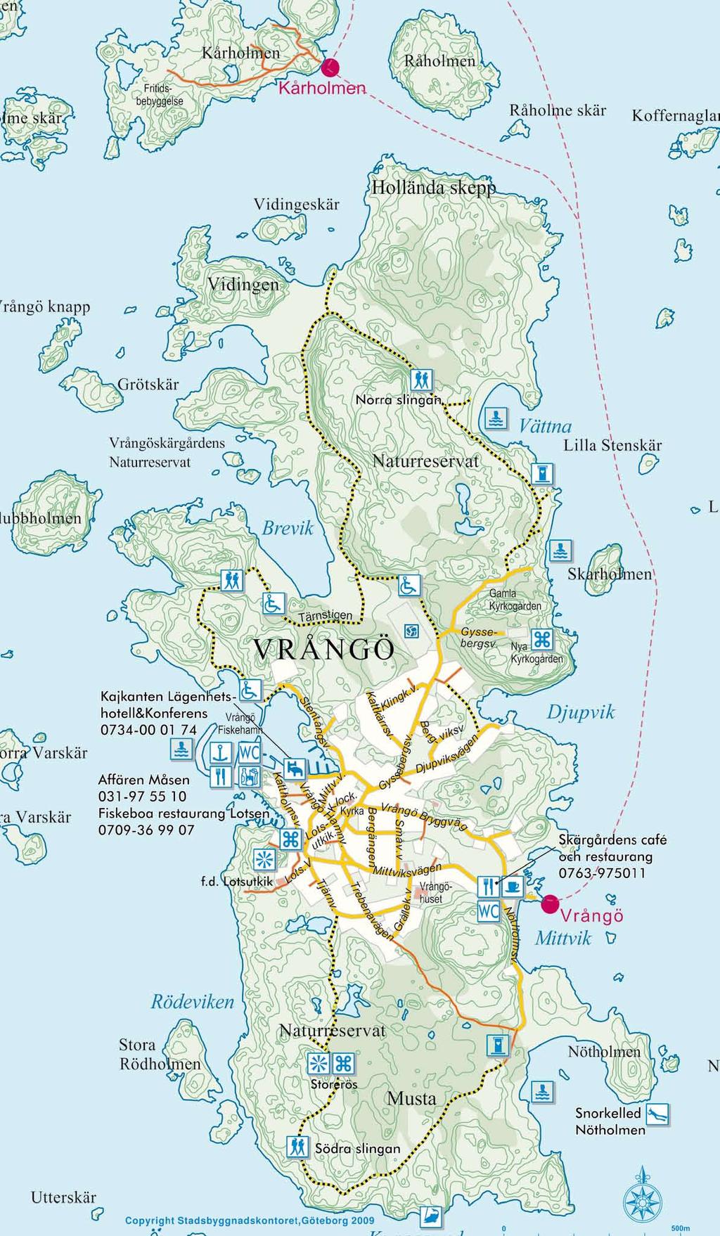 Vrångö Vrångö är den sydligaste ön, med lång tradition som fiskeläge. Ön var lotsstation från 1600-talet till 1930-talet. De 400 invånarna satsar mycket på att utveckla sin ö.