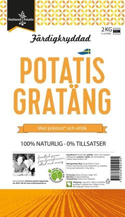 Produktgruppsindelning: 307914274973 / Färskvaror/Kylvaror Potatis Potatis, kokt Kokt potatis Produktbeskrivning: Potatisgratäng gjord på äkta grädde, kryddad med