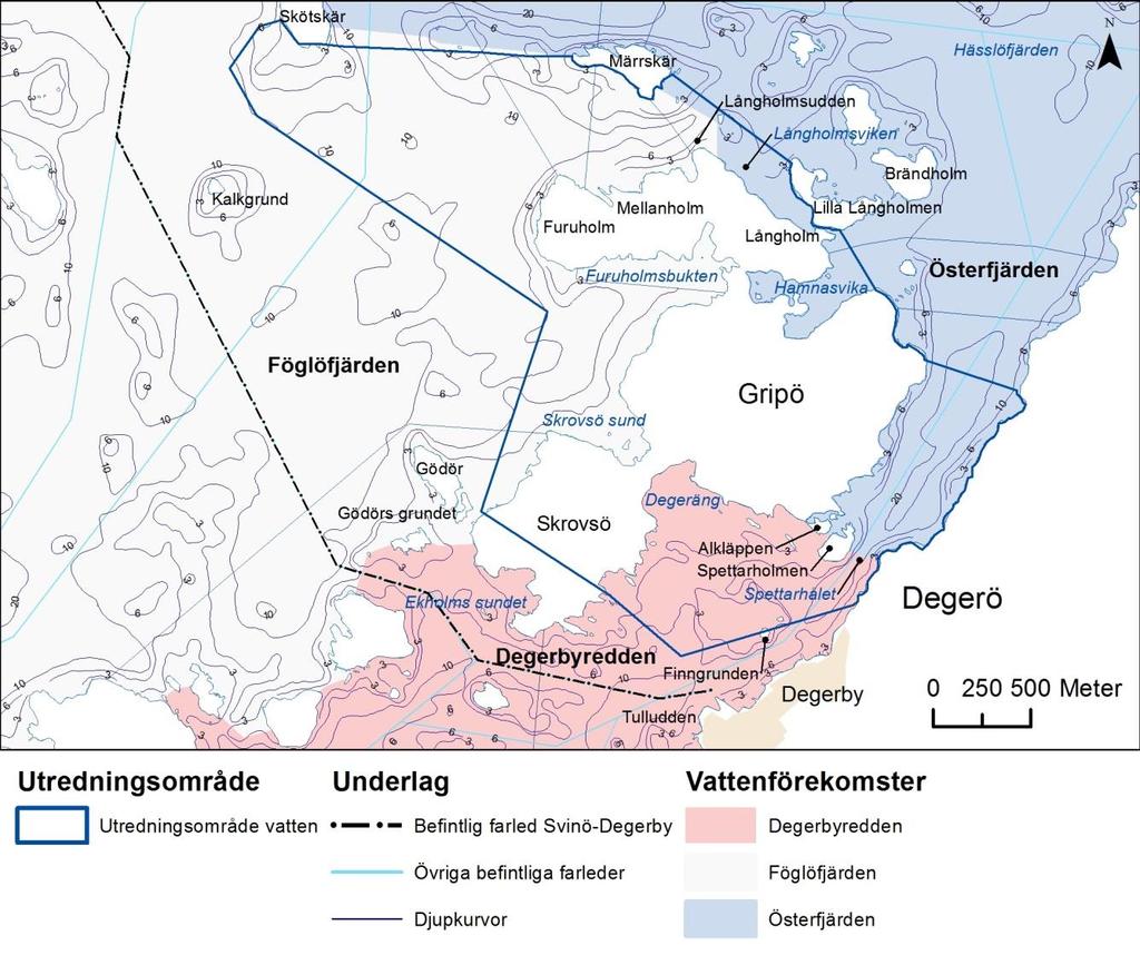 5.4 Vattenmiljö Nuläge Geografiska och hydrodynamiska betingelser Västra Föglö är beläget i södra Skärgårdshavet på gränsen till den egentliga Östersjön.