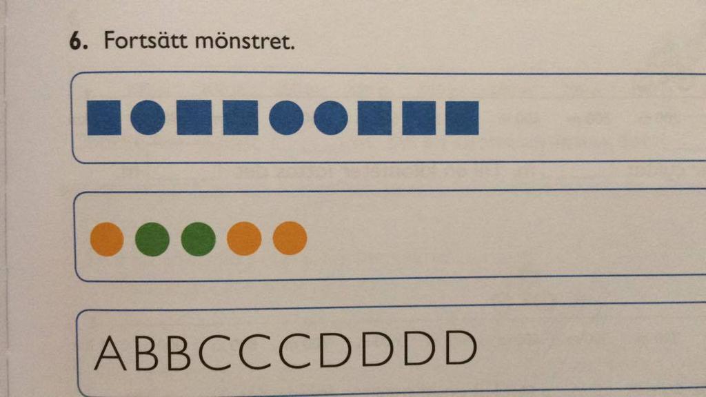 2B Tabell 5. Förmågor som behandlas i mönsteruppgifter i lärobok 2B.