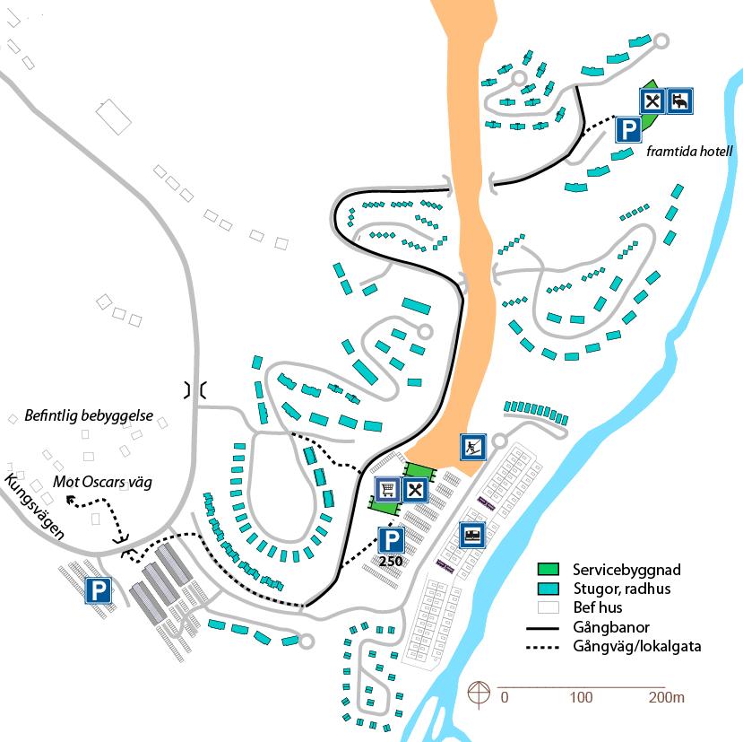 5(9) 1.3 Gångvägar Längs några vägar kommer det att bli kantstensbunda gångbanor, med bredden 1 meter. På kartan är dessa visade med svarta linjer.