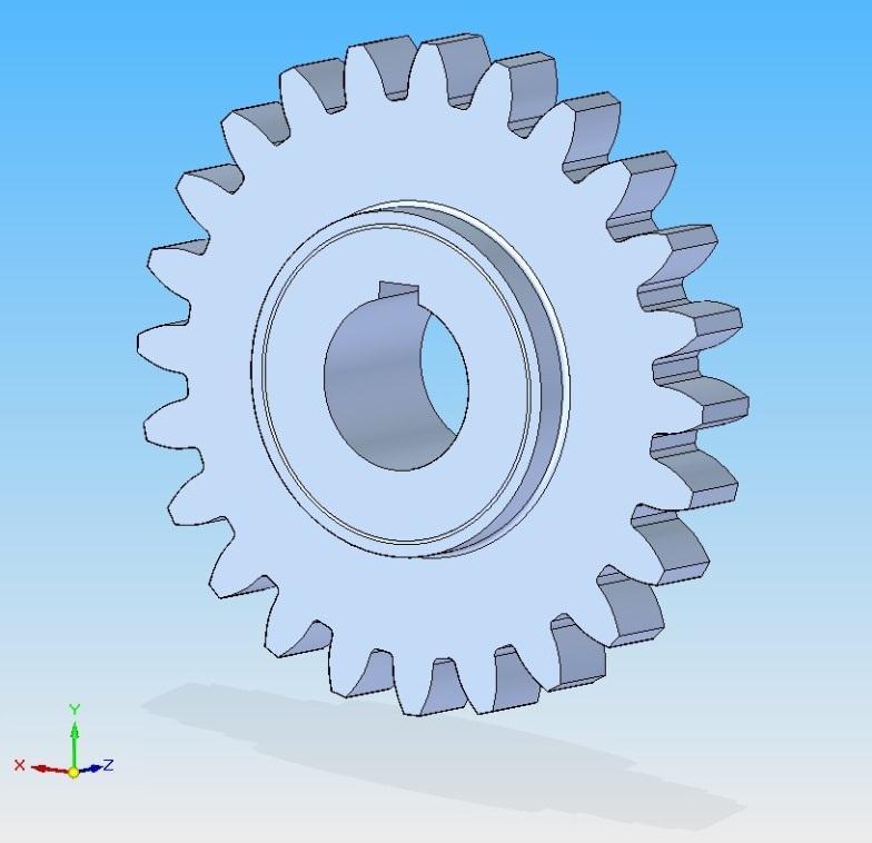 2.4 Referenskugghjul Då projektet syftar till att analysera skillnader i mekaniska egenskaper för traditionellt tillverkade kugghjul och sintrade kugghjul har ett referenskugghjul valts ut.