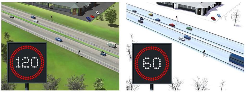 POTENTIELLA ITS-ÅTGÄRDER Variabla hastigheter Trafikstyrd VH Kan ge kapacitetsökning under högt belastade perioder med cirka 5-10% och 10% minskning av olyckor.