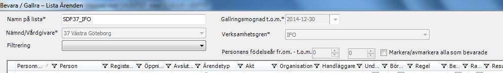Markera alla ärenden för bevarande samtidigt Det enklaste sättet att klarmarkera torde vara att markera alla ärenden för bevarande samtidigt.