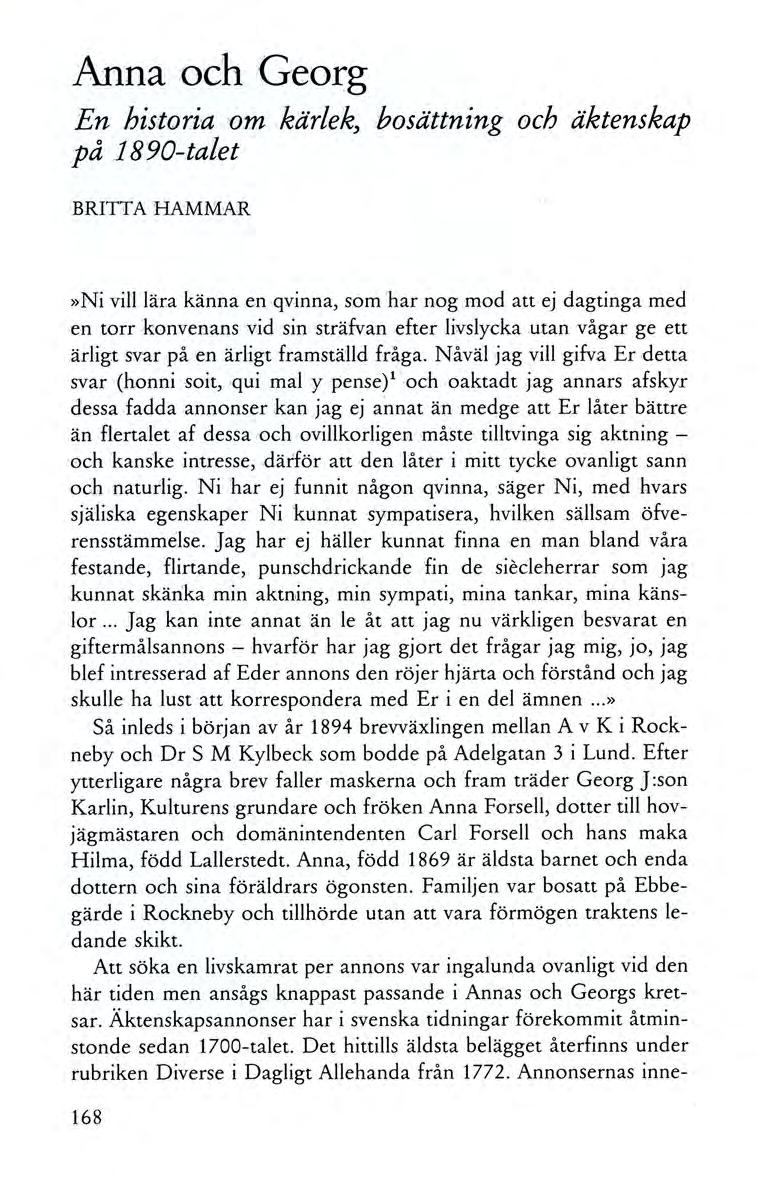 Anna och Georg En historia om kärlek, bosättning och äktenskap på.