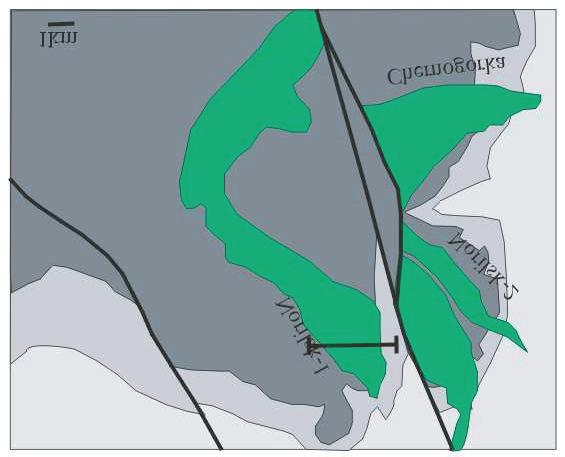 Mineraliseringar som massiv, disseminerad och kopparmalm Intrusion och malm i Talnakh och Norilsk-1 kan ha varit en och samma förekomst som åtskiljts genom veckning och erosion.