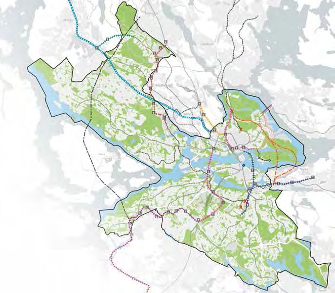 Översiktsplan för Stockholm Utställningsförslag Kommunikationsstråk Kommunikationsstråk Pågående spår- och vägutbyggnad Mälarbanan Tomteboda Kalhäll, från 2 till 4 spår Förbifart Stockholm Slussen