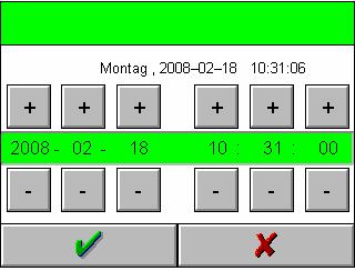 Handhavande 4 51 Inställning av datum/tid Det aktuella datumet/klockslaget kan ställas in med +/- tangenterna.