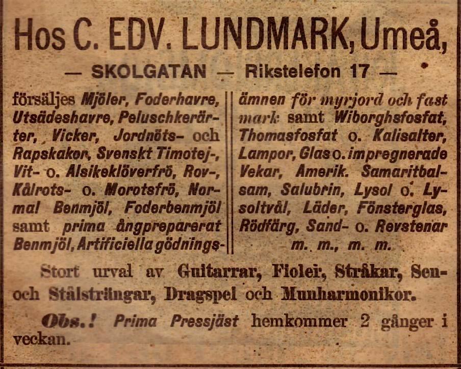 17 1904 Lundmarks Diversehandel,