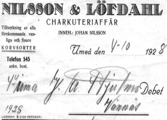 37 Nilssons Charkuterifabrik Eftr., Johan Bryggargatan Teg Tel.