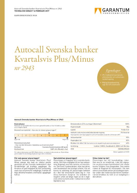 Kvartalsvis kupong på indikativt 3% kvartalsvis mätning ger fler möjligheter till avkastning och investeraren kan erhålla en mycket jämn avkastningsprofil sett över året.