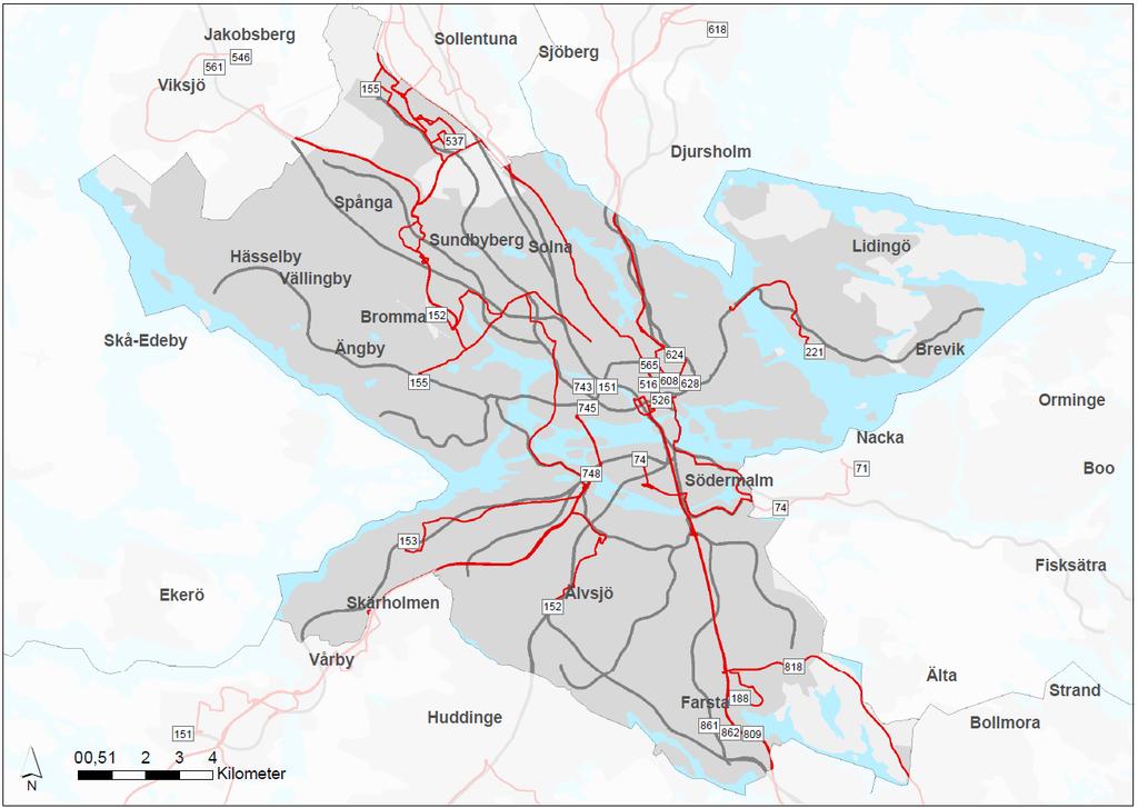 stombusslinjer i den centrala sektorn Figur 69