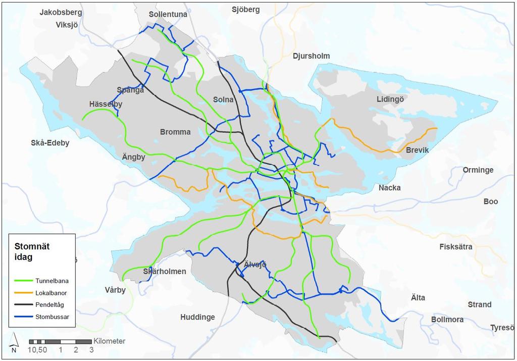 27(127) 3.3 Trafikslag Den centrala sektorn är bäst försörjd med kollektivtrafik i länet.