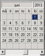 Datum väljs genom att bekräfta det som är ifyllt (dagens datum), eller ta fram kalendern (se nedan) och markera det datum