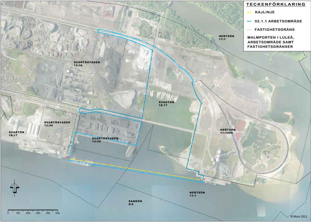 4.1 Fastigheter Berörda fastigheter av det planerade arbetsområdet är Luleå Svartön 18:17 och Luleå Hertsön 11:1 som båda ägs av Luleå
