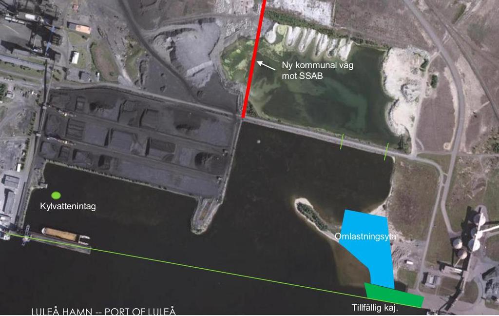 6.2 Anläggande och rivning av tillfällig kaj För att möjliggöra mottagning av muddermassor för att skapa landbyggnad planeras en tillfällig spont- alternativt påldäckskaj (figur 6.2.2) för angöring av de pråmar/båtar som inkommer med muddermassorna.