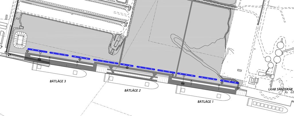 7.2 Hamnplan Hamnplanen är det hårdgjorda området som är rödmarkerat vid kaj i figur 5.1.1 och sträcker sig cirka 70 meter från fenderlinjen in på djuphamnsområdet. 7.2.1 Kaj Utformningen av kaj styrs i huvudsak av användningsområde, tonnage, geologiska förhållanden och vattendjup.