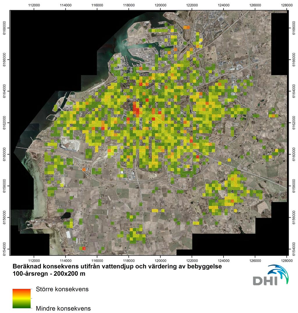 18 - SKYFALL I MALMÖ Remissversion I figur 8 visas exempel på riskkarta med 200x200 m upplösning.