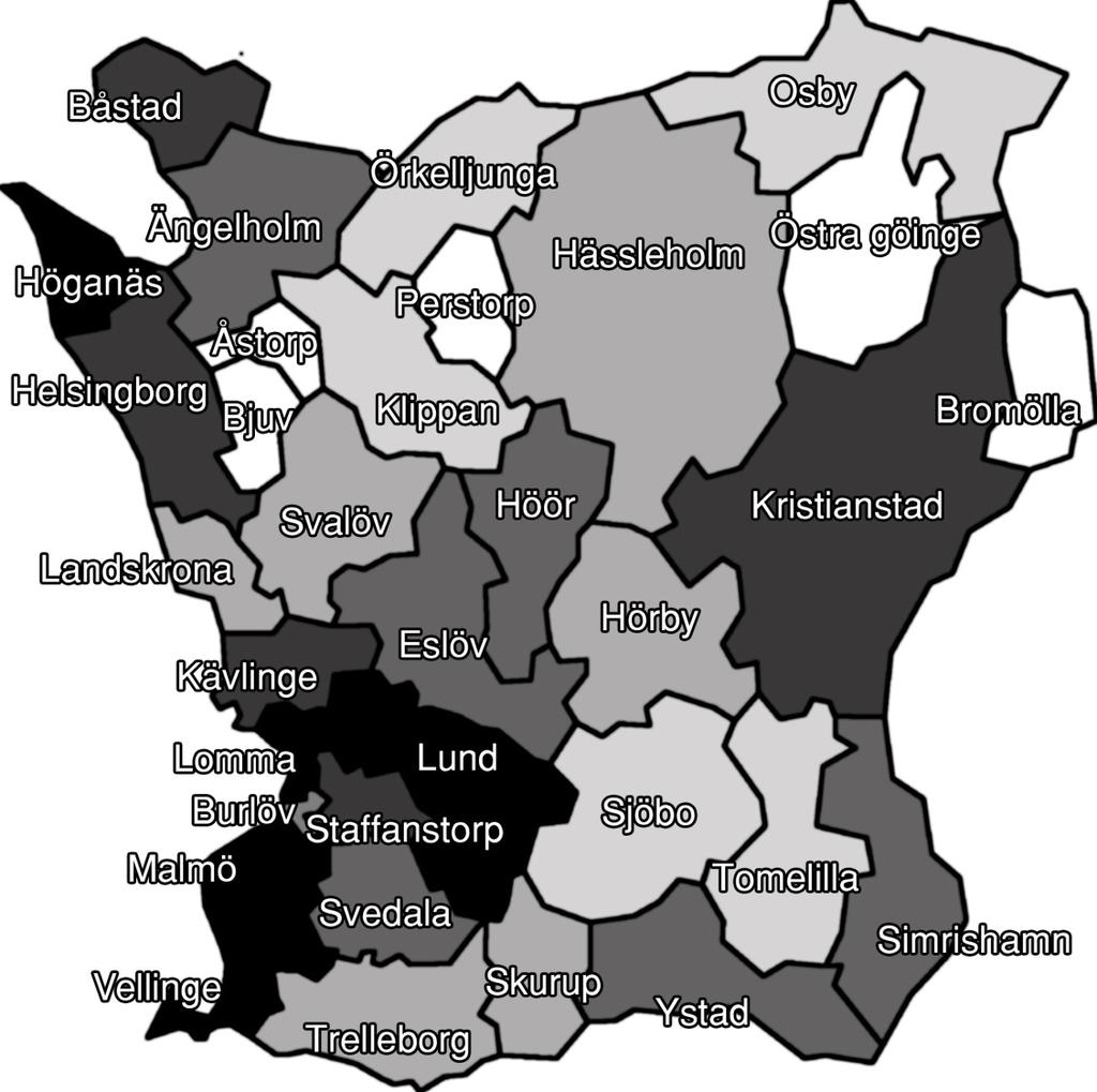 Spridningen av Idrottslyftsmedel till Skånes 33 kommuner De lokala föreningarna har inte bara skilda SF-tillhörigheter, utan de befinner sig också i specifika lokalgeografiska sammanhang.