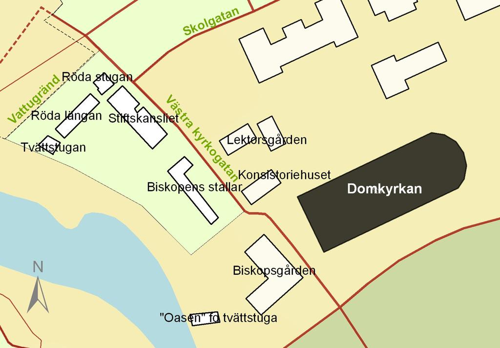 Beskrivning av kulturmiljön Planområdet ligger vid Västra Kyrkogatan mellan kyrkbacken och domkyrkoområdet, mitt i den äldsta delen av Västerås.