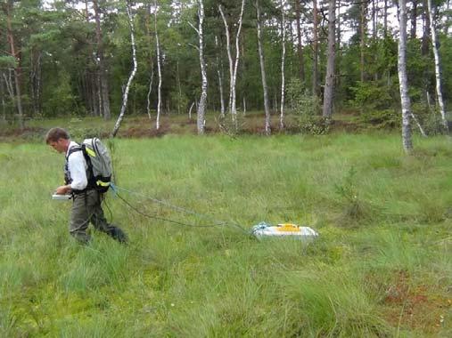 Istället programerades markradarn till att mäta varje sekund. Därför ska alla avstånd som redovisas i bilder av radarprofiler tolkas som relativt till start- och slutpunkt i stället för positioner. 2.