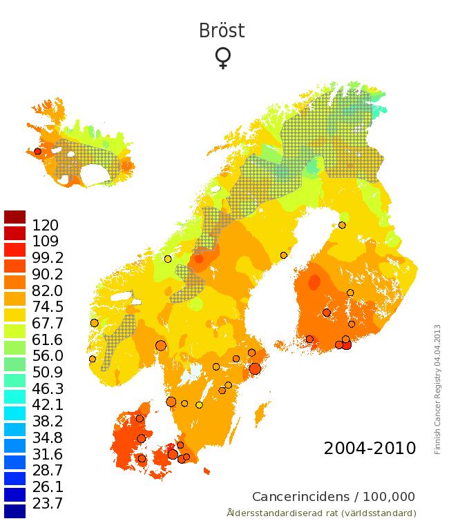 4.2.2 Geografiska skillnader i insjukande Inom Sverige och Norden finns betydande geografiska skillnader i insjuknande, se figur 4.