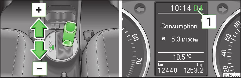 Om man vill ställa om växelväljaren från läge N (om växelväljaren stått i detta läge längre än 2 sekunder) till läge D eller R, måste man vid hastigheter under 5 km/h eller vid stillastående fordon