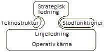 kärna eftersom linjeorganisationen är bortkopplad. Den strategiska ledningen agerar därför både som strategisk ledning och tar även på sig rollen som operativ kärna.