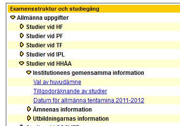 Studiehandboken: Examensstruktur och studiegång Välj