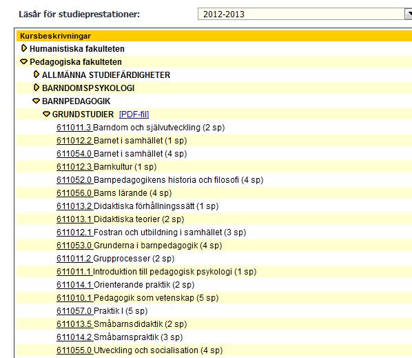 Studiehandboken: Kursbeskrivningar Åbo