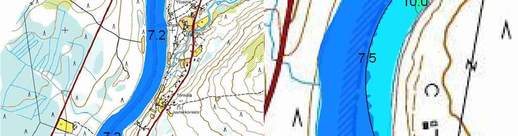 De för modelleringen nödvändiga bakgrundsuppgifterna om Muonioälvens morfometri extrapolerades från bakgrundsuppgifterna till SRKs HIA (Hydrological Impact Assessment) (SRK 2013b). 18 Figur 4-2.