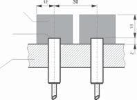 Analog INDUKTIVA GIVARE 10-30 VDC Tillslagsdiagram, (typiska värden för M12) Montering, (typiska värden för M12) Induktiva Aluminium Stål Metallfri zon Aktiv yta Metall S = 0mm + 0V / +0,2V (23 C) S