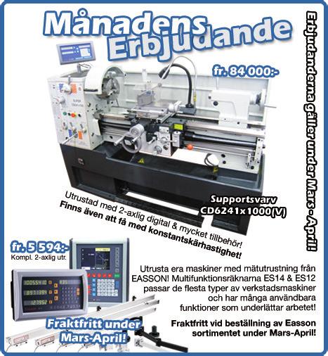 Reservation ev. tryckfel och prisändringar. Alla priser exkl. moms SLIP & POLERKINER Bandslip Swede grinder 2500x150. Med utsug. 8 000:- Bandslip 75x2000. Motor: 4 kw. Inkl. 12 band.