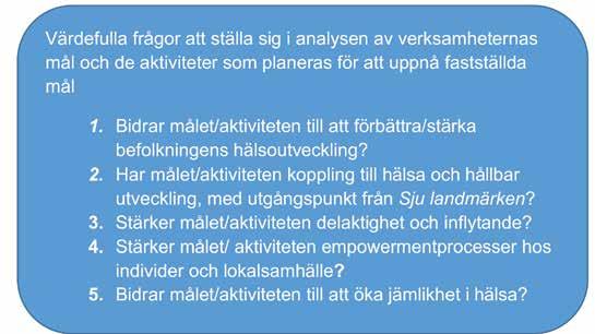 ANVÄNDNINGSOMRÅDE 4. 4 a. Stöd i verksamhetsplanering och 4 b. Stöd och utgångspunkt för att utveckla en integrerad styrning för hälsa och hållbar utveckling.