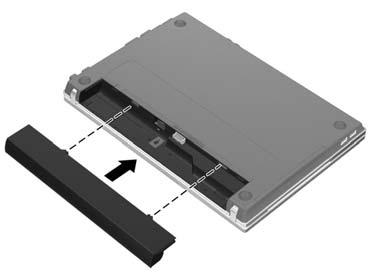 Grundläggande installation 2 Sätt i batteriet VARNING Minska risken för säkerhetsproblem genom att bara använda Å den nätadapter eller det batteri som medföljde datorn, en reservnätadapter eller ett