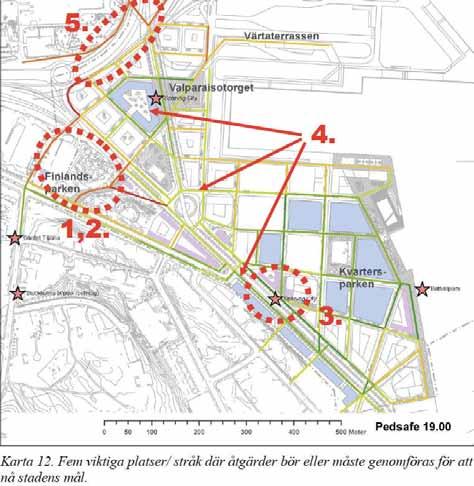 Korta gång- och cykelstråken till t-bana och service 2.Bygg bort mindre trygga länkar genom Finlandsparken 3.