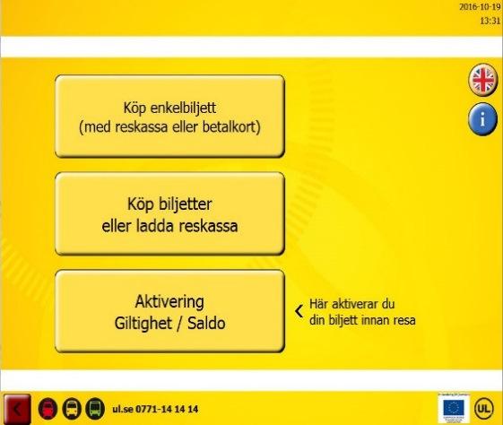 När kortet är läst välj vilken typ av 24- timmarsbiljett du vill ha.