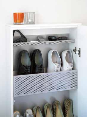 Arctic shoe cabinet come in two sizes. The cabinet has shelves that make it simple and practical to put in or take out your shoes.